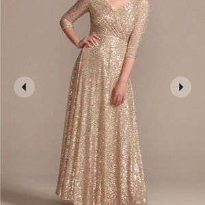 Beautiful NEw Gold sequined floor length gown
